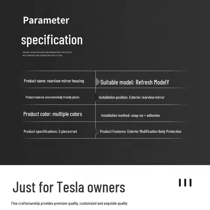 Tesla Model Y Rearview Mirror Protective Decorative Cover Set