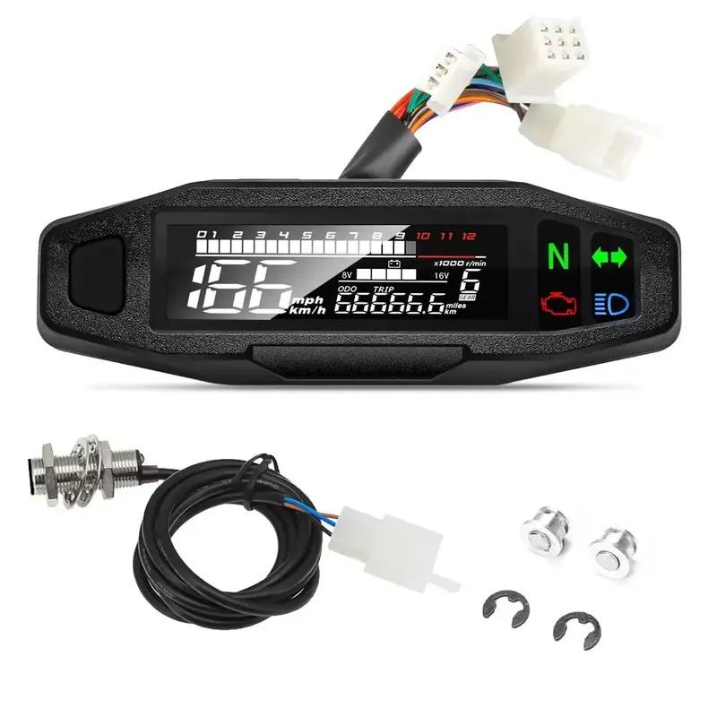 ZHIYUMotorcycle Speedometer Oil Gauge Tachometer Universal Digital Odometer Meter Instrument Cluster Turn Signal Light Indicator
