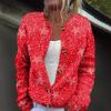 Женский модный вязаный кардиган на пуговицах с рождественским принтом и длинным рукавом