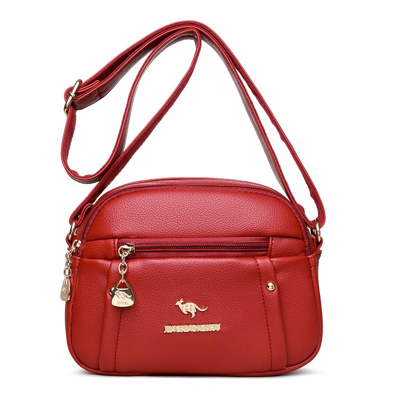 Женская сумка Мягкая кожаная сумка через плечо Однотонная сумка через плечо Большая вместимость Маленькая квадратная сумка