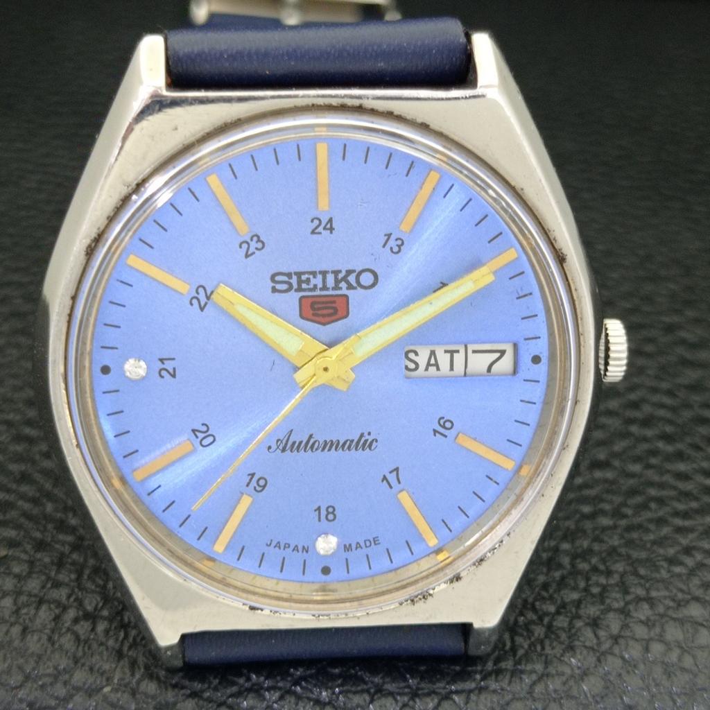 ВИНТАЖНЫЕ МУЖСКИЕ ЧАСЫ SEIKO 5 AUTOMATIC 6309A ЯПОНИЯ ЦВЕТ НЕБЕСНО-ГОЛУБОЙ ЦИФЕРБЛАТ a500835-5