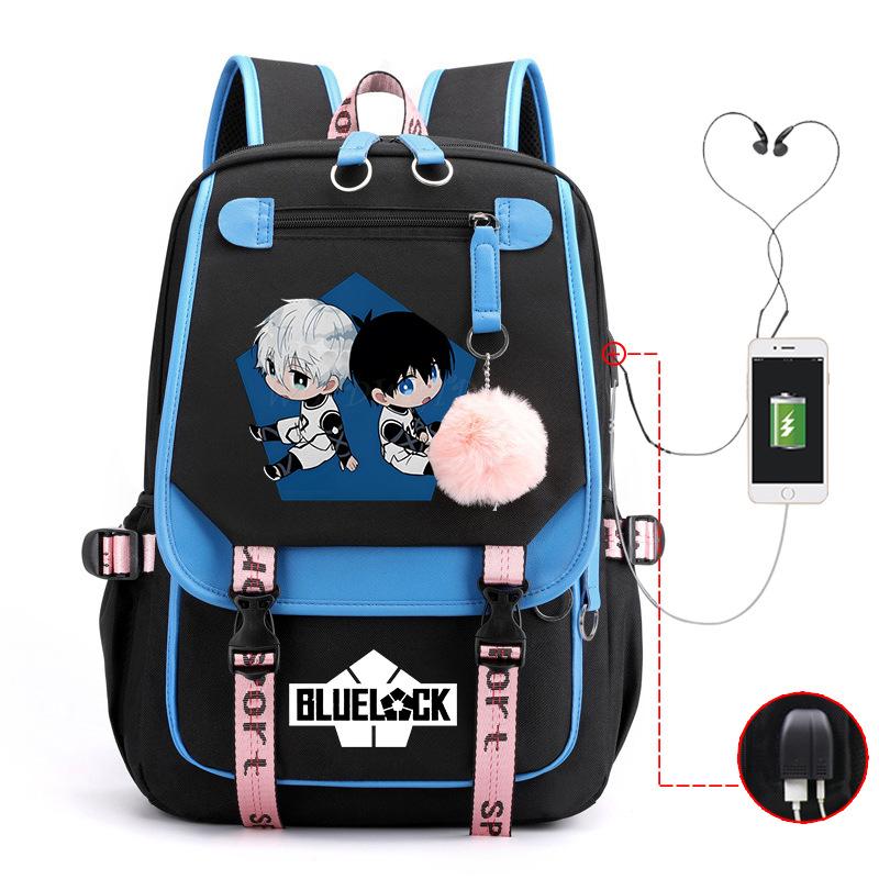 Blue Prison Anime School Bag College Wind Large Capacity Middle School Student Usb Backpack