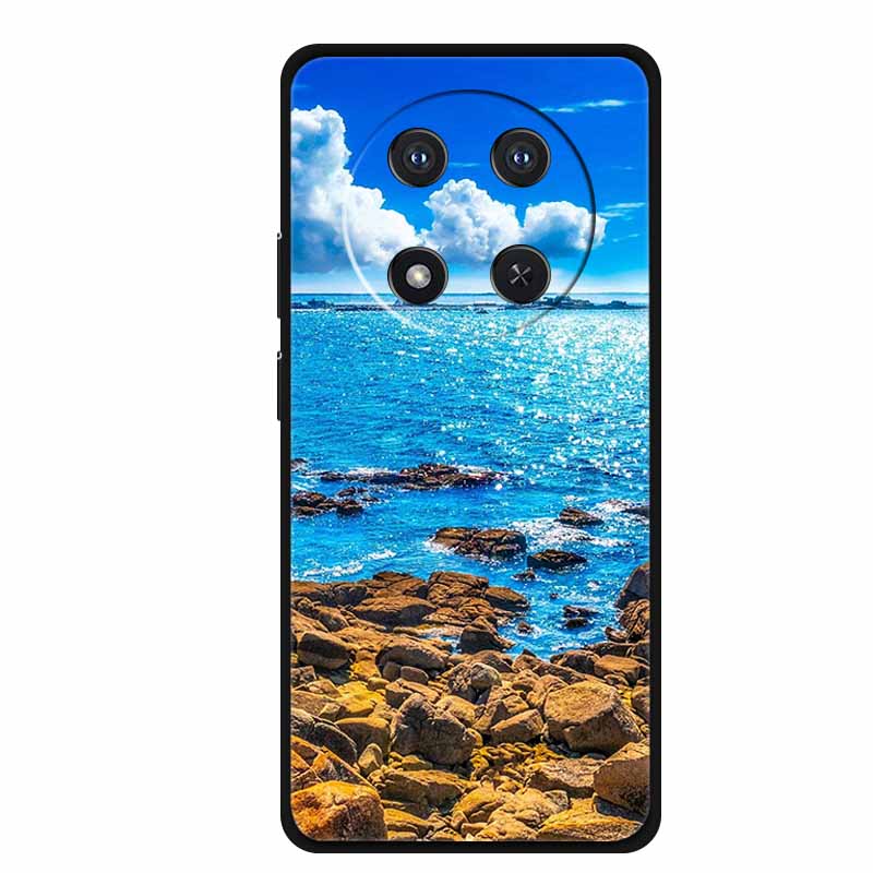 Чехол для Honor X9c X 9 c Цветочки Черный Силикон ТПУ Мягкая Задняя Крышка Для Honor Magic 7 Pro Magic7 5G lite Чехол для Телефона Funda