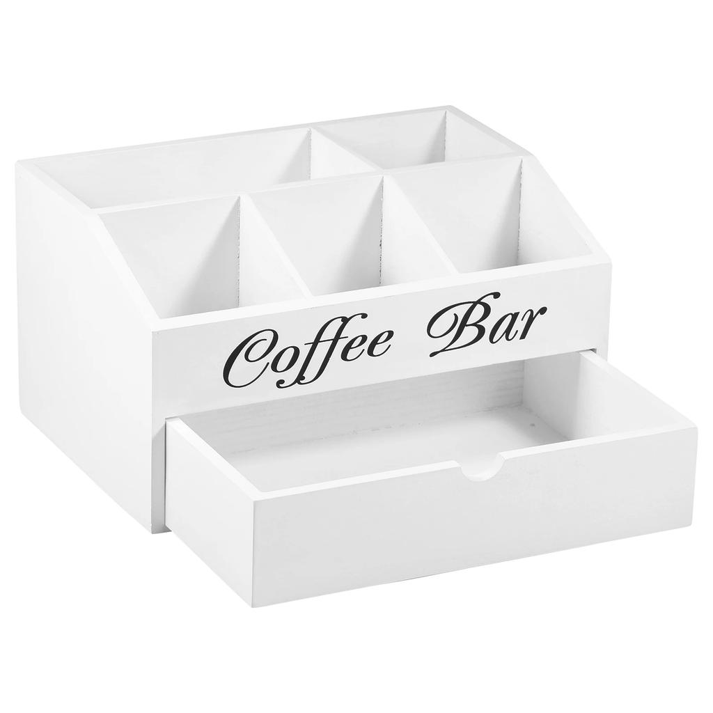 Органайзер для кофейного бара с ящиком Деревянный органайзер для аксессуаров кофейного бара Органайзер для кофейной станции Универсальный держатель для кофейных капсул Новый