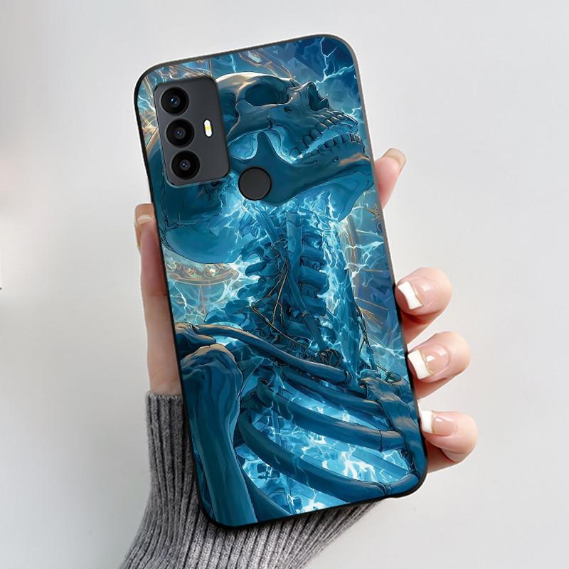 Anti-scratch Casing For TCL 30 SE/TCL 30E/TCL 306/TCL 305 Cover Soft Silicone Black Shell Golden Butterflie And Flower Pattern