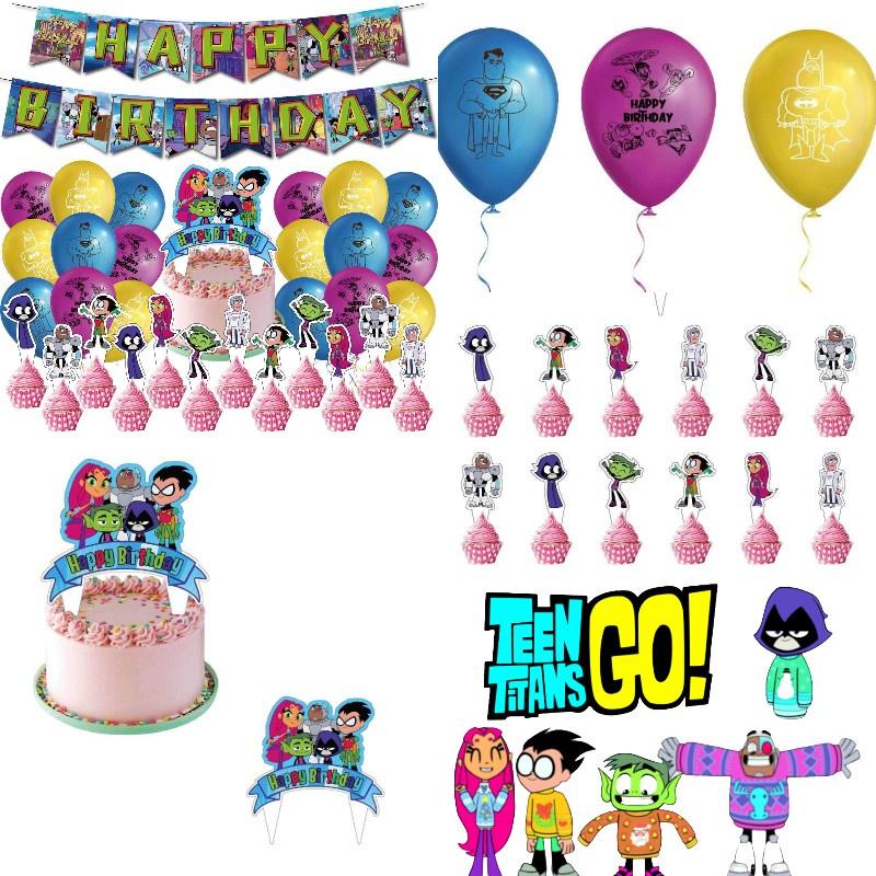 Colorful Teen Titans Go Party Decor Set Safe Eco-friendly Materials High-quality Paper 32pcs