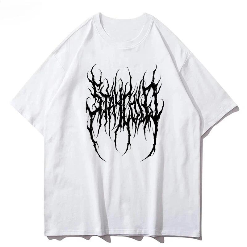 Loose Graphic T-shirt Unisex Hip Hop Graphic Goth Print Summer Short Sleeve Cotton Shirt Y2k Fashion Street Wear Harajuku