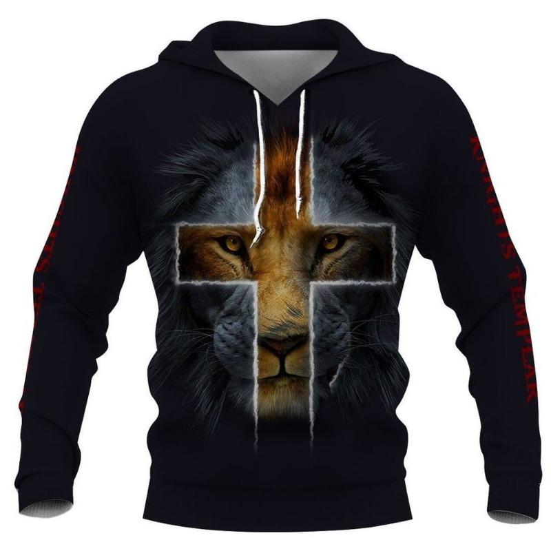Christian Saint Lion Fashion Men's Hooded Sweatshirt 3D Street Hip-Hop High-Quality Top-Level Men's Clothing Pullover Shirt