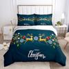 Merry Chirstmas Happy New Year Santa Bedding Set Boys Girls Twin Queen Size Duvet Cover Pillowcase Bed Kids Adult
