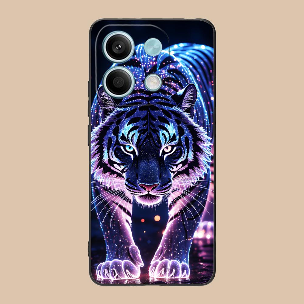 Неоновый чехол для мобильного телефона с тигром для Xiaomi 15 14 13 12 Mi 11 T Ultra Lite Pro S X 5G Цветной печатный чехол Роскошный Красивый