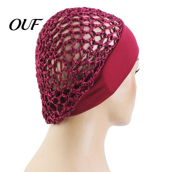 Crochet Hair Net Mesh Bonnet for Women, Breathable Polyester Sleeping Cap with Wide Breakage Prevention Elastic Band, Lightweight Cove Wig Styling And