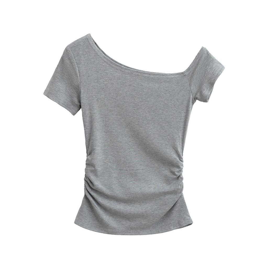 European & American Off-Shoulder Slimming Short-Sleeve Cropped Top - 2025 Spring/Summer Collection