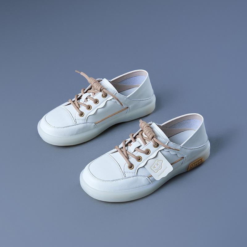 Белые туфли из натуральной кожи Повседневные белые туфли Туфли на плоской подошве