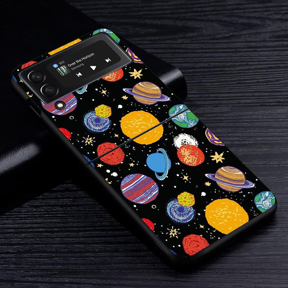 Чехол для мобильного телефона Samsung Galaxy Z Flip3 5G Flip4 Черный чехол Z Flip 3 Жесткий ПК Роскошный чехол Zflip3 Funda Starry Sky Pattern