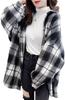 J.STORE Brushed Check Flannel Shirt, Autumn/Winter Tunic Top, Stylish Casual, Cute, Women's, Black, 5A-J13-BKM