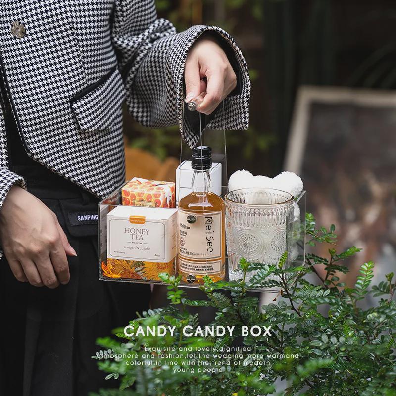 Custom Portable Transparent Acrylic Flower Gift Box