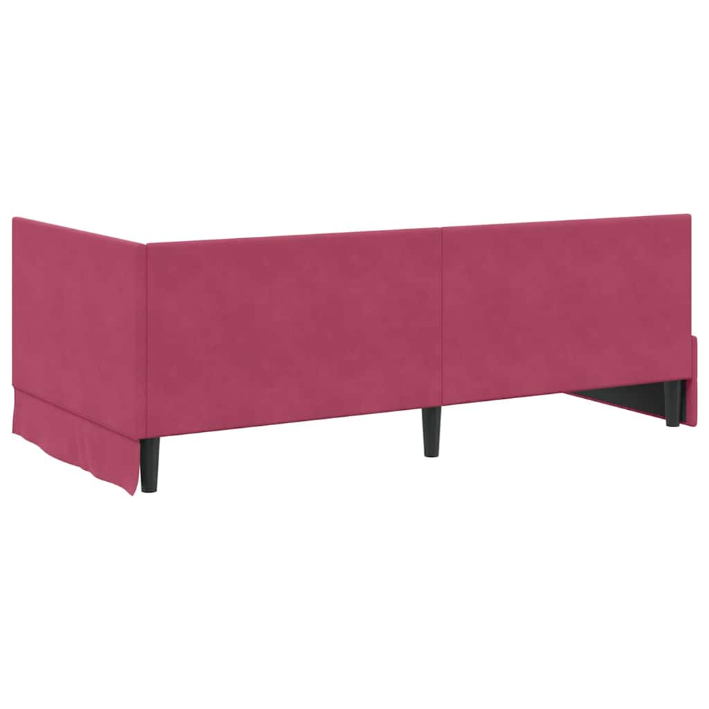 Corner Bed Frame with Headboard Burgundy 90 cm x 190 cm Velvet