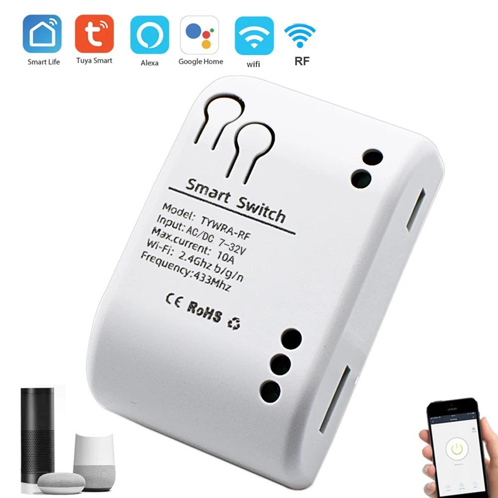 Граффити Умный WiFi выключатель Tuya: Одноканальный релейный модуль с мгновенным, самоблокирующимся и взаимоблокирующим дистанционным управлением