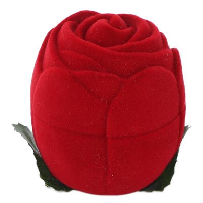 Флокированная шкатулка для колец в форме красной розы, переносная сережки, ожерелье, кольца, подарочный футляр для хранения