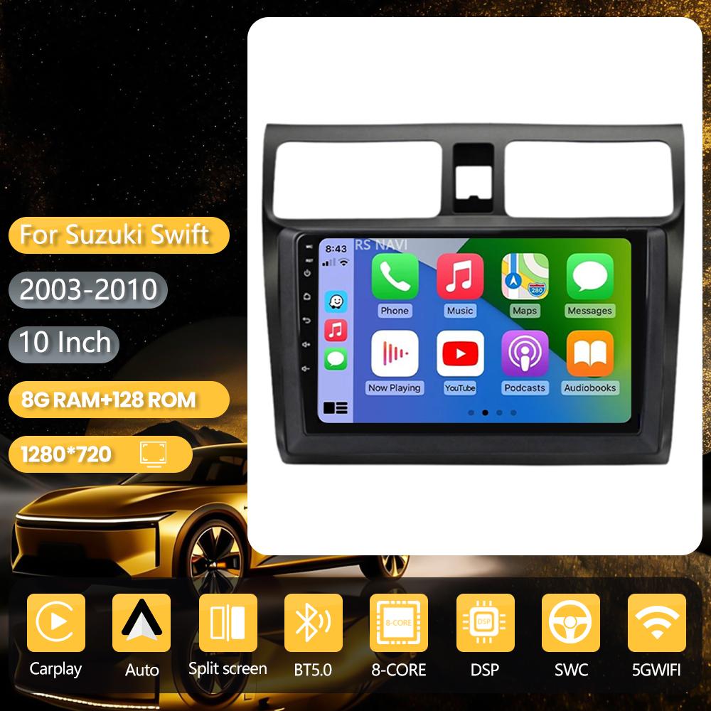 Android 16 pour Suzuki Swift 2003 - 2010 Carplay Auto Radio Multimédia Lecteur Autoradio GPS Stéréo Écran QLED Caméra 360°