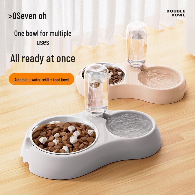 Automatic Cat Water Feeder & Dual Bowl Dispenser