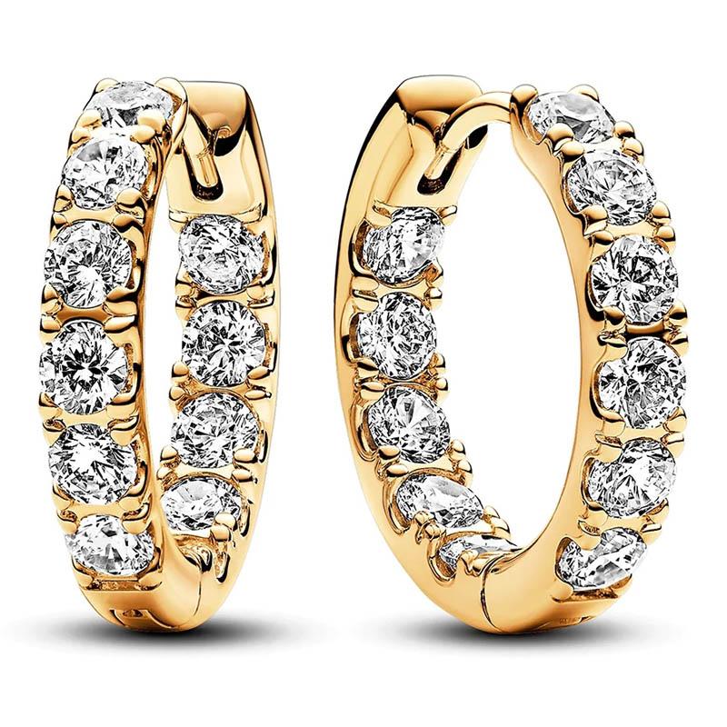 S925 стерлингового серебра сверкающие груши Huggie Row вечность луна звезда серьги-кольца для женщин мода подарок на день рождения ювелирные изделия