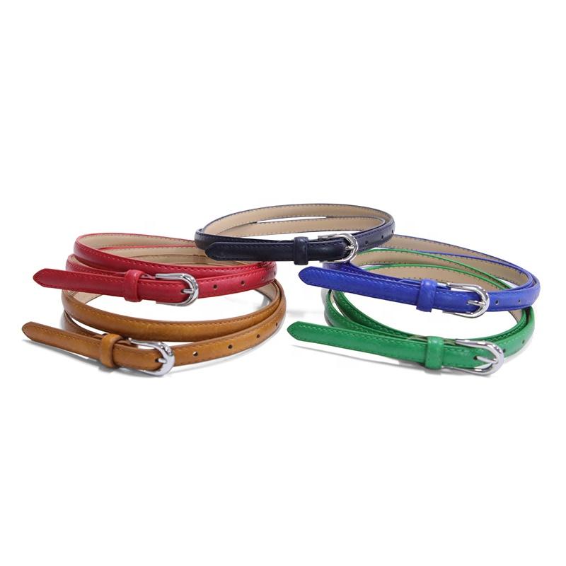 Factory Women's Thin Faux Leather Fashion Ladies Waist PU Belt With Silver Alloy Buckle