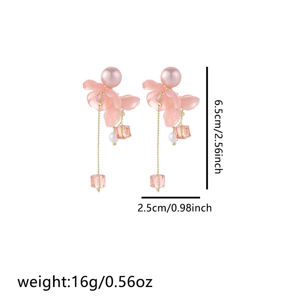 Нежные розовые жемчужные серьги Цветочная бахрома Фея Летняя атмосфера Сахарные подвески серьги для женщин
