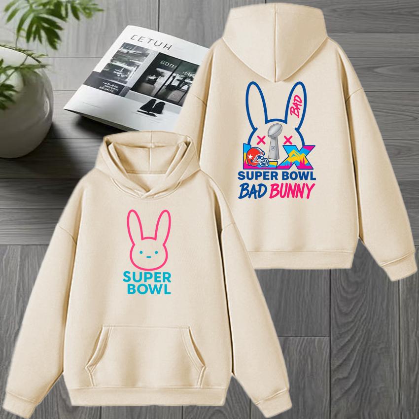Rapper Bad Bunny Super Bowl 2025 Double Sided print Hoodies Unisex Fleece Casual Sweatshirt Unisex harajuku Casual streetwear