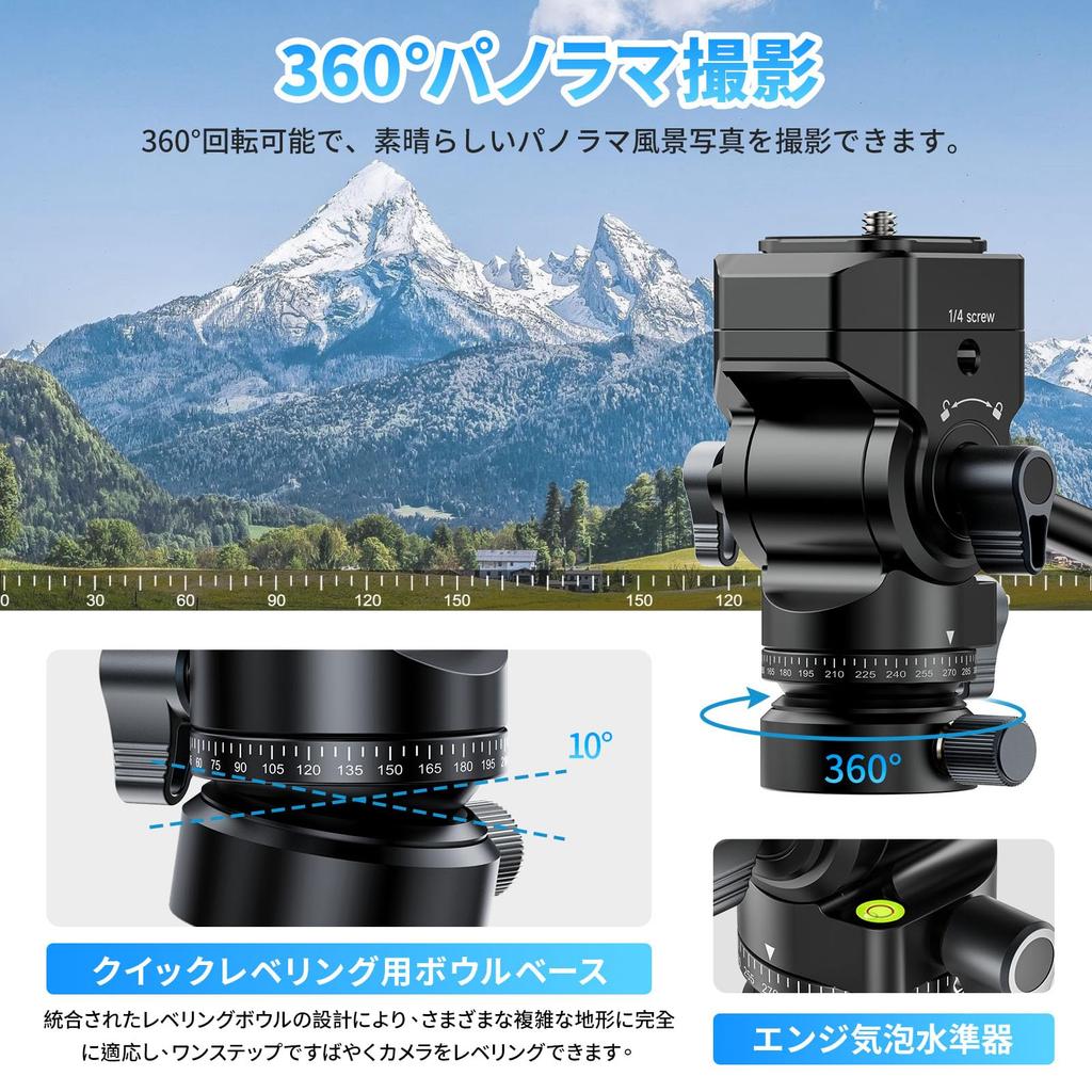 Ulanzi II Video Tripod Head with Uka Quick Compatible with F38 Fluid Pitch and and 4kg Load Leveling Angle Aluminum Alloy Detachable 38mm Compatible