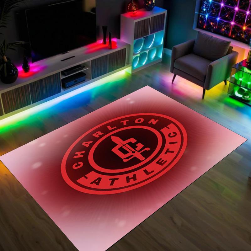 Charlton Athletic FC Design Crystal Velvet Carpet Cozy Non?Slip Printed Rug For Bedroom Living Room Entrance