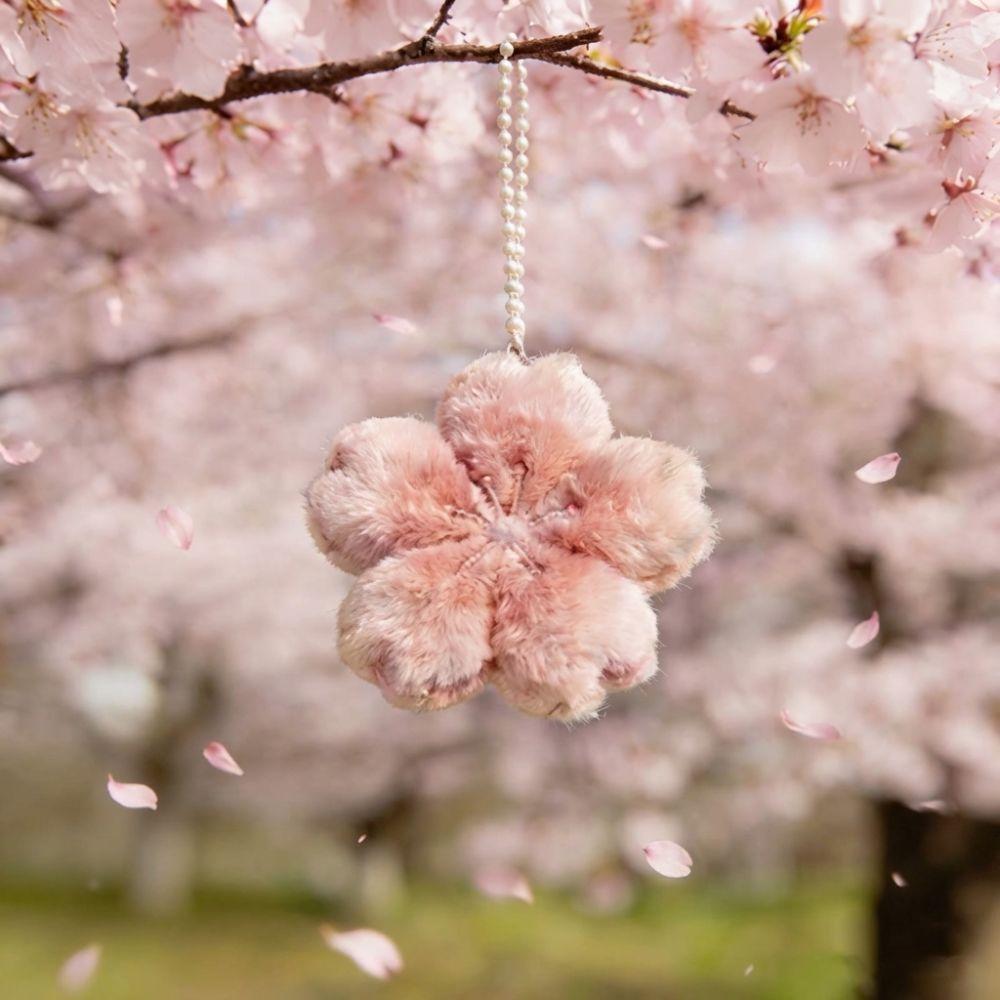 Sakura Series Bag Charm Plush Bag Pendant Fashion Keychain Backpack Decoration