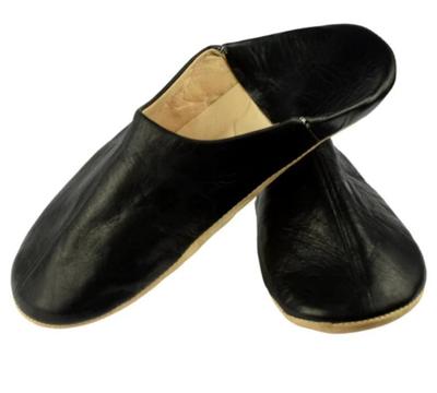Тапочки женские из кожи с круглым носком babouche: комфорт, долговечная элегантность, арисанальные цвета Черный