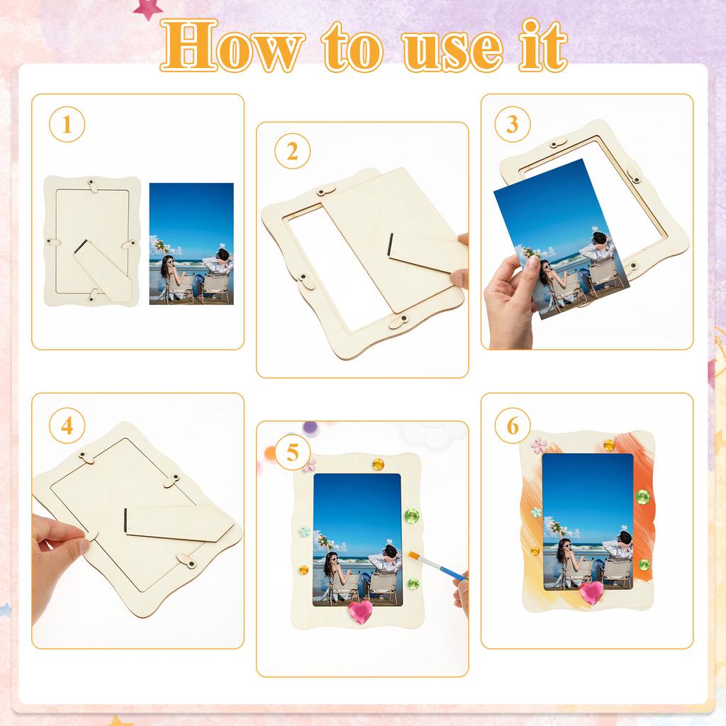 Wooden Picture Frames Crafts Unfinished Photo Frame Ornament Paints DIY Craft Wood Table New Year Decoration Birthday Party Gift