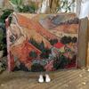 Van Gogh 'Wheatfield' Art Tapestry Oil Painting Style Single Sofa Throw with Fringe Decorative Blanket Leisure Weaving blanket