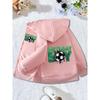 Kids Light Pink Full Zip Hooded Coat Birthday Boy Football Graphic Soft Long Sleeve Outerwear For Birthday Party