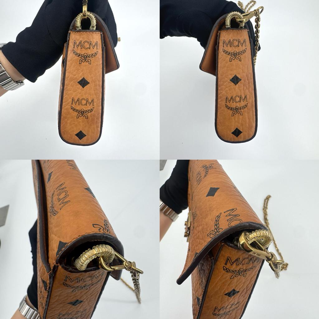 [Pre-Owned] Millie Visetos Monogram Chain Studded Leather Crossbody Bag - Very Good #FXU8OH