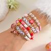 Fashion 6pcs/set Y2K Pink Beads Polymer Clay Bracelets Set for Women Girls LOVE Heart Pendant Gifts for Lovers Jewelry