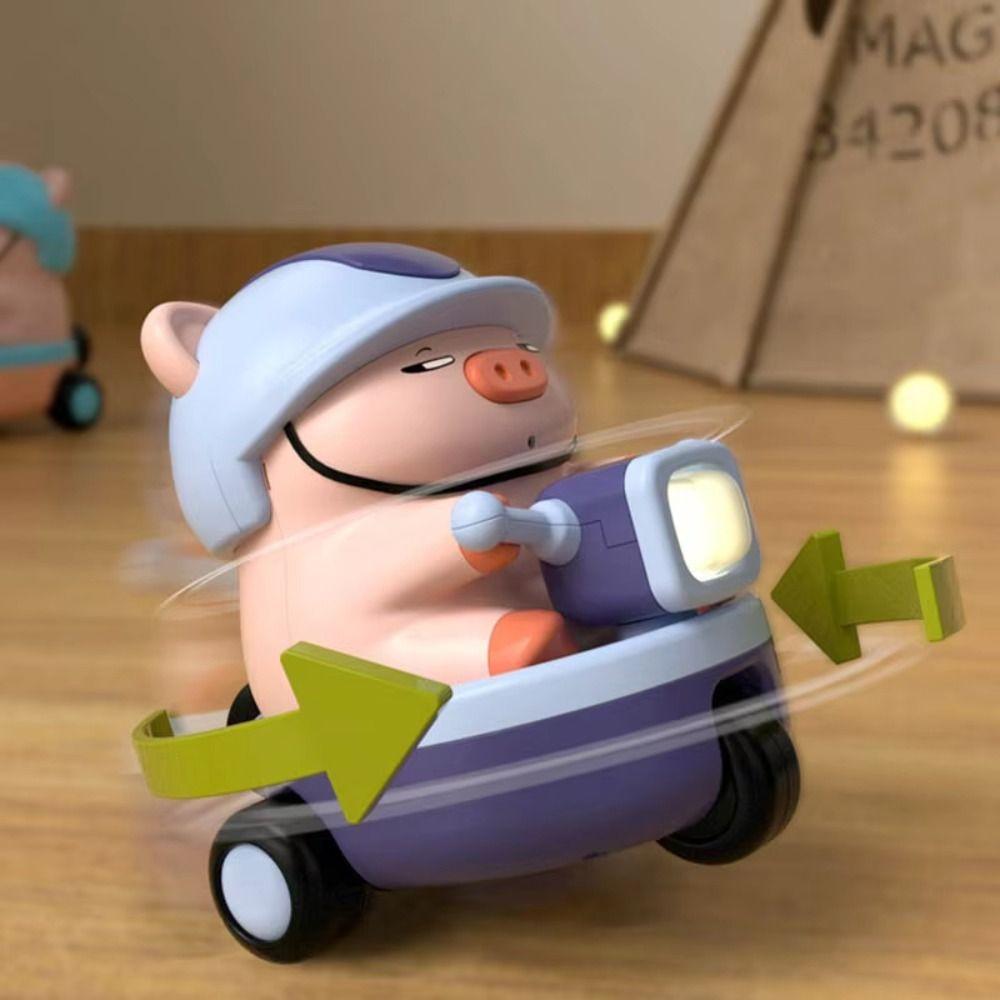 Interactive Pig Stunt Three-wheeled Car Toys Sound And Light Children Fun Motorcycle  Kids Toddlers