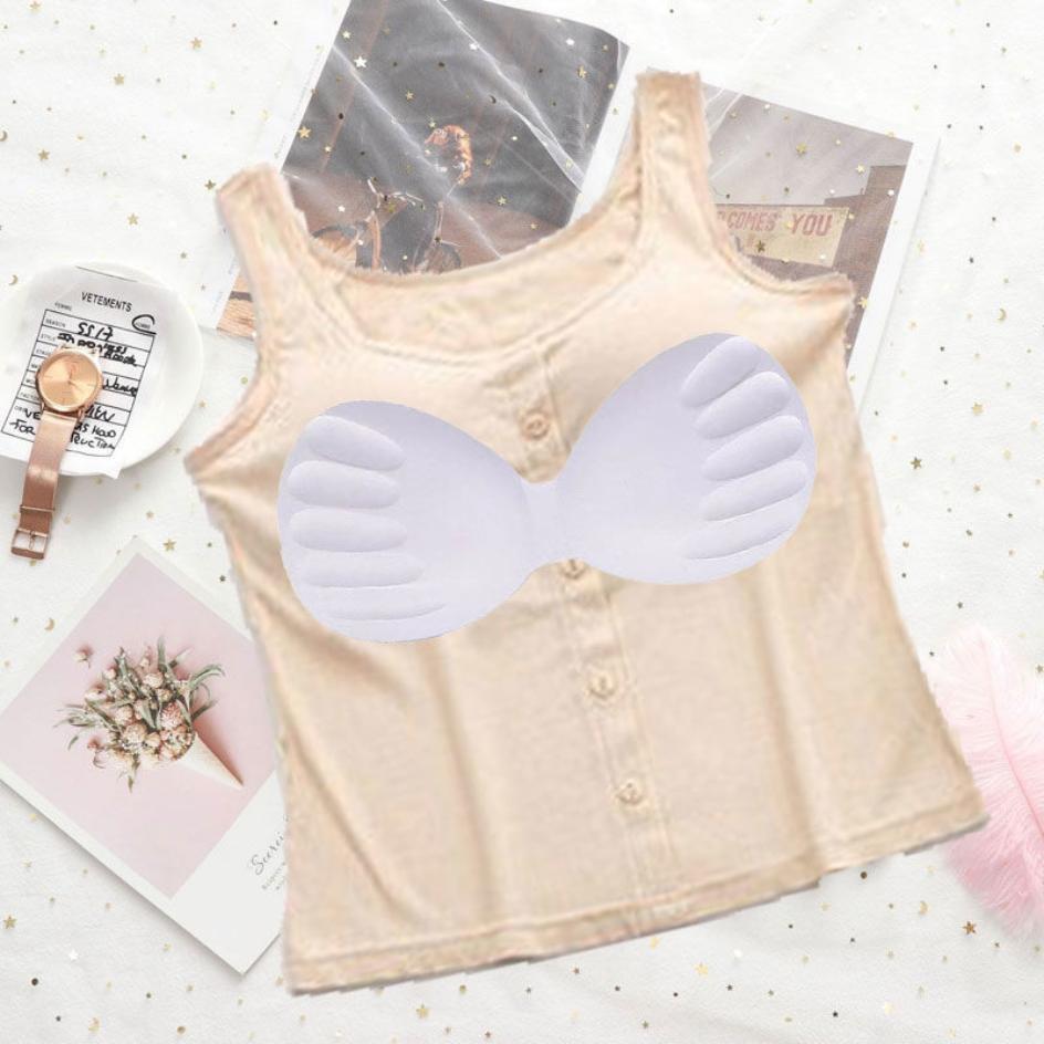 Бюстгальтер цельный жилет Женская футболка без рукавов Топ с маленькими подтяжками и подкладкой для бюстгальтера Бюстгальтер