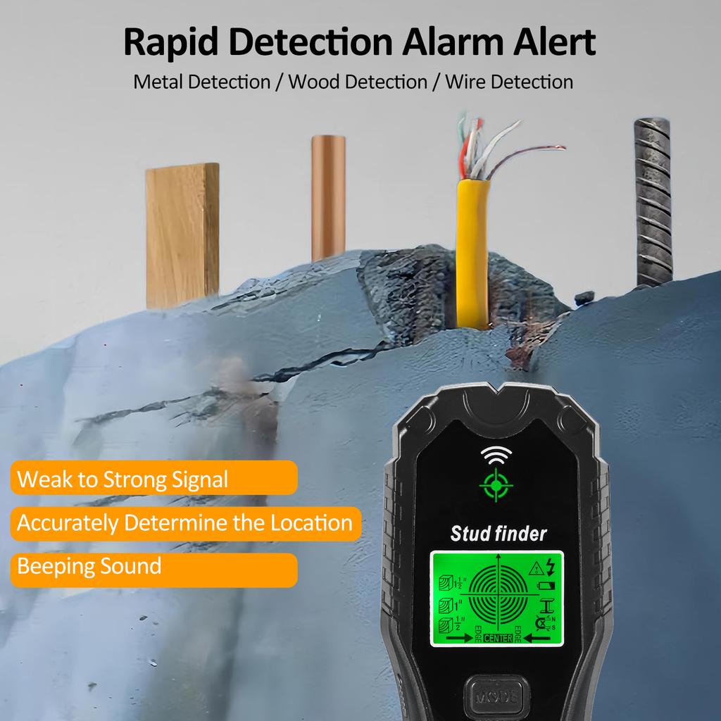 Настенный сканер для поиска стоек 5 в 1, многофункциональный инструмент для поиска стоек с ЖК-дисплеем и звуковой сигнализацией для центра и края металла и дерева