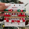 Salircon 7 Pcs/set Christmas Handmade Bead Stackable Polymer Clay Bead Bracelet Women New Year Elastic Bangles Xmas Jewelry Gift