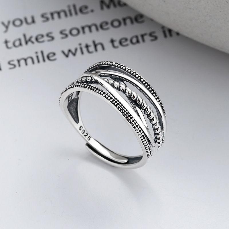 Серебряное кольцо 925 пробы, корейское, геометрический витой плетеный открытый дизайн, женская мода, индивидуальность, простой тренд, ретро, крутые украшения