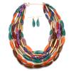 Exaggerated Multi-layer Beads Necklace for Women Fashion Personalized Colorful Clavicle Chain with Earrings GZW