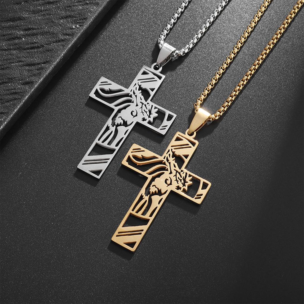 Adjustable Length Clavicle Chain Crucifix Pendant Necklace Unisex Christian Religious Neckchain Jewelry for Men Women