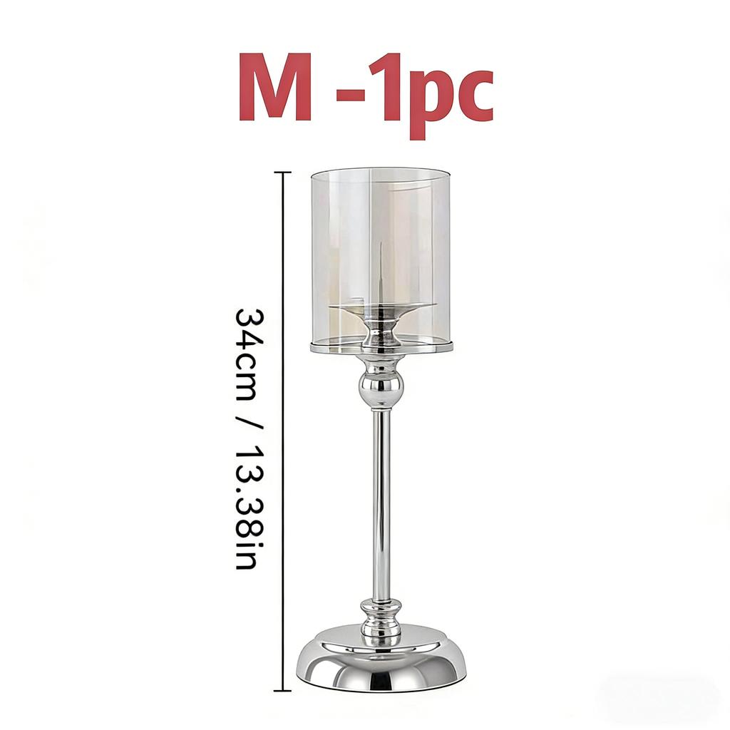 Glass Pillar Candle Holder Set Golden Silver Decorative Candlestick for Wedding Party Table Festival Decor 2026 New Fashion