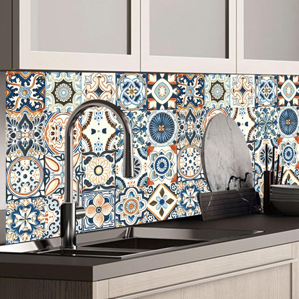 20 шт., настенная наклейка на плитку в богемном стиле, кухонный фартук, ванная комната, шкаф, ремонт, водостойкие художественные наклейки на стены