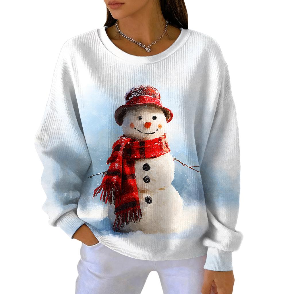 Women's Fashion Casual Gradient Christmas Print Pullover Sports Long-Sleeve Top