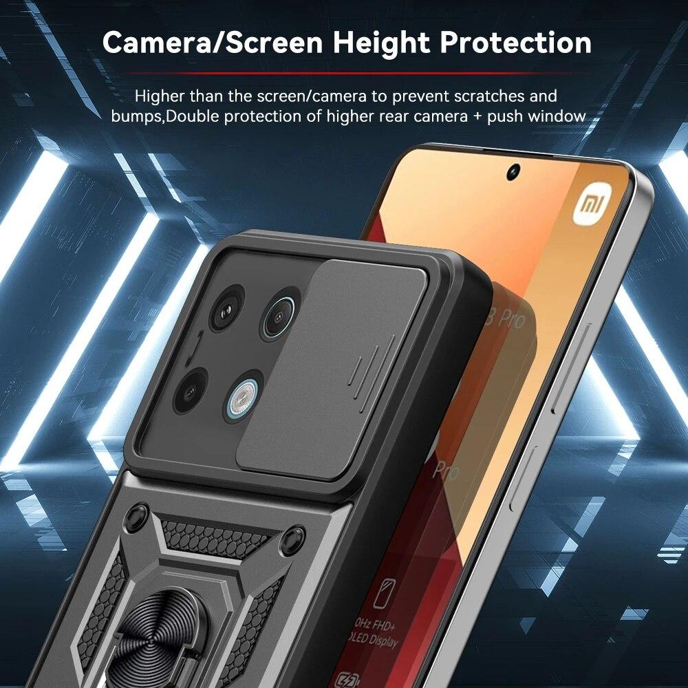 Для Redmi Note13 Pro Plus Slide Camera Lens Protector Armor Case для Xiaomi Redmi Note 13 Pro 4G 5G Military Grade Bumpers Cover