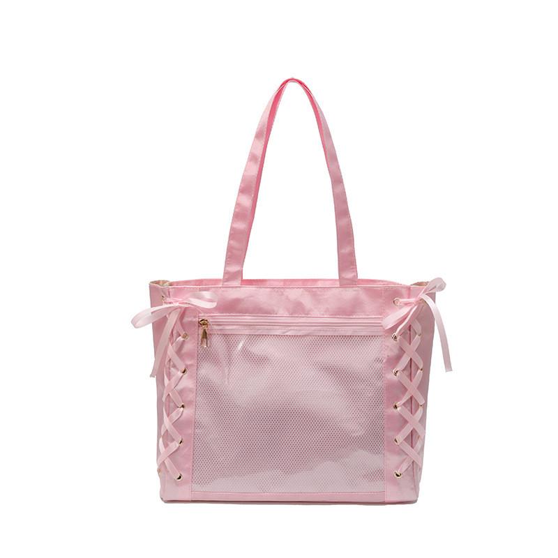 Цвет ленты Однотонный Уличная мода Бант Нейлон Большая вместимость Повседневные дорожные сумки